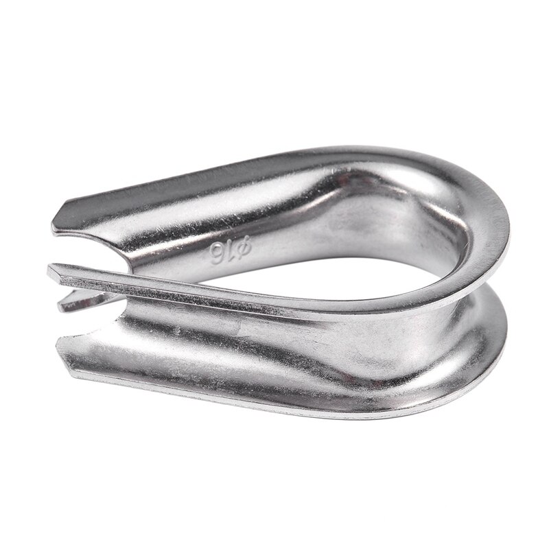 16mm 5/8-inch Stainless Steel Wire Rope Cable Thimbles Silver Tone