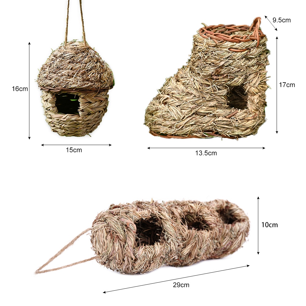 2 Nichoirs Oiseaux En Paille Tissée - Maison Exterieur Suspendue - Abri Pour Petits Oiseaux