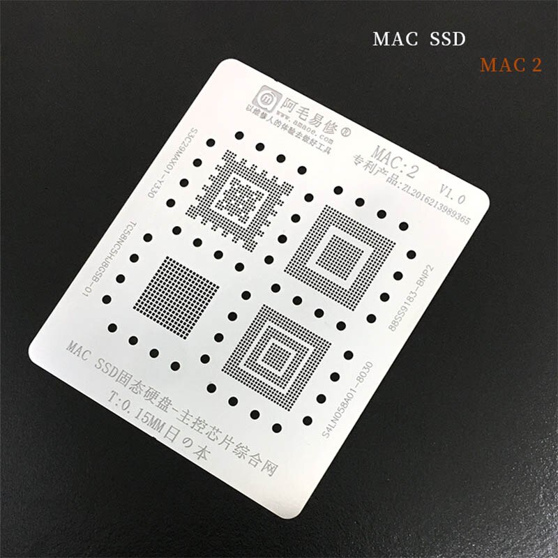 Amaoe til mac pro  a2159 a1706 a1707 a1534 power ic cpu ssd 0.12mm tykkelse bga reballing stencil: Mac 2