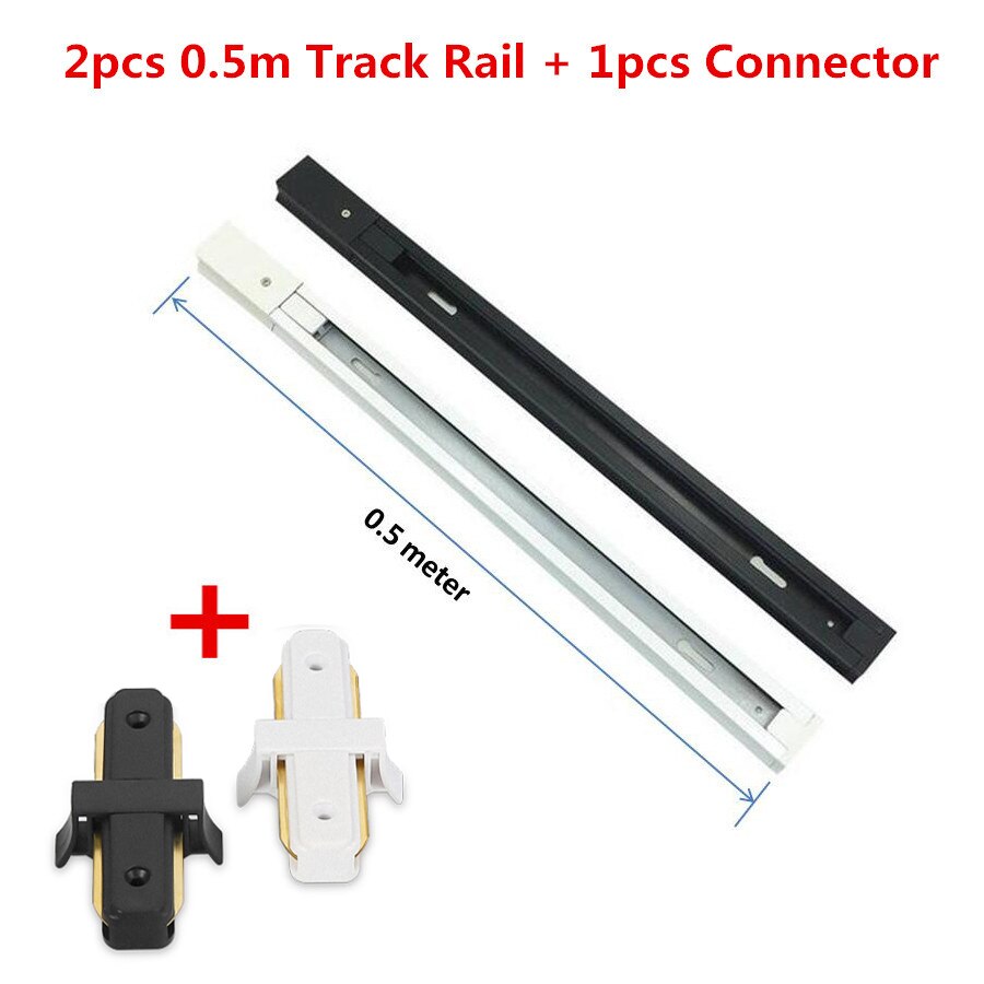 （2pcs/Lot）2 Phase Thick Aluminum 0.5M LED track rail Track light rail with connectors Universal rails track lighting fixture