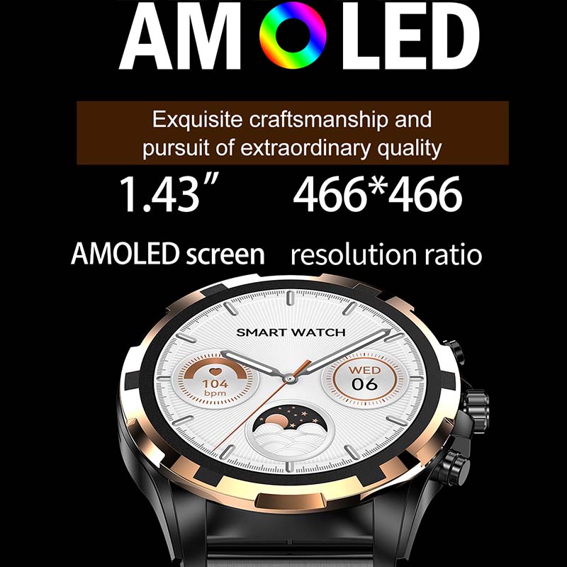 Huawei-Xiaomi Smartwatch pour homme, appel Bluetooth, 2024 "AMOLED, écran HD 1.43*466, étanche IP67, batterie, NDavid, , 466