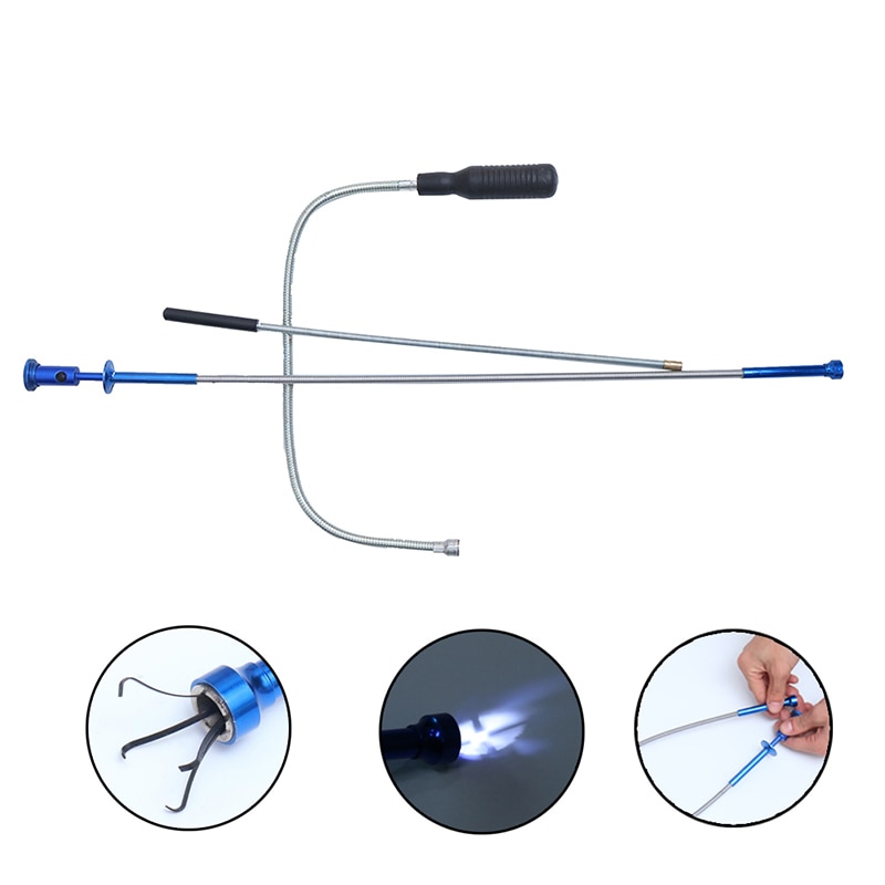 Hand Tools Magnetic Claws Pick Up Tool Magnet Long Reach Spring Grip Grabber Flexible With LED light