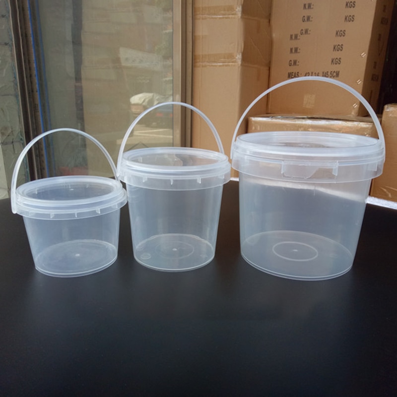 Transparent Plastic Bucket with Handle and Lid Good Sealing Storage Container Portable Laundry Condensation Bead Storage Box