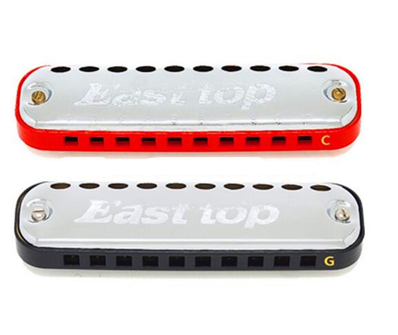 T10-1 easttop Harmonica gaita 10 Hole Bules C Key Harmonica Diatonic mouth organ instrument Round shape for Children