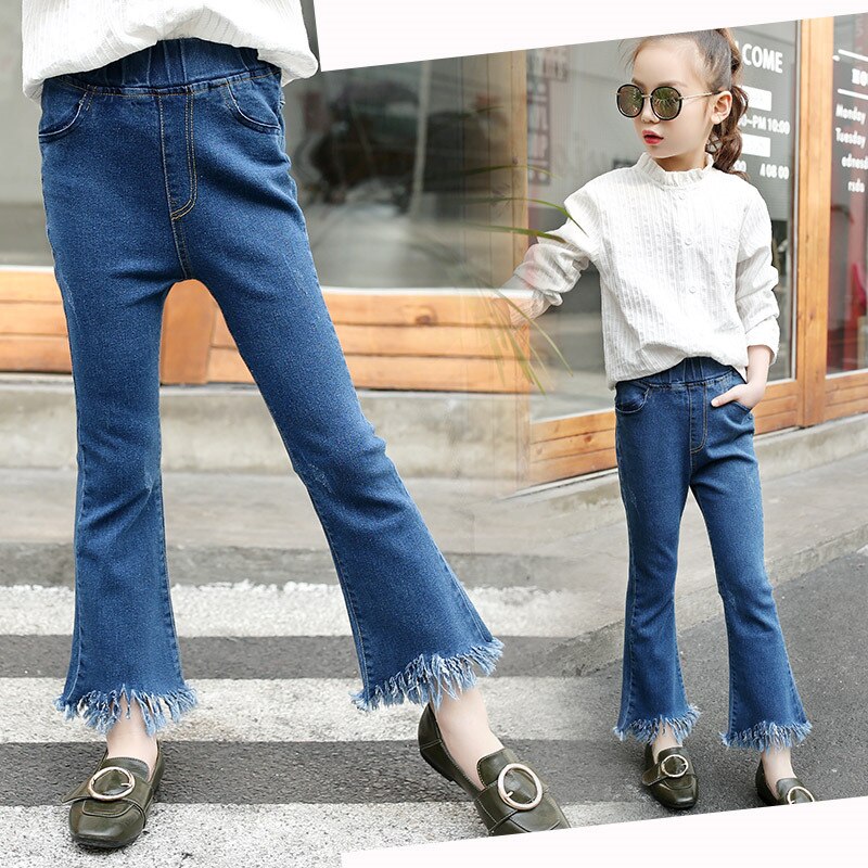 Piger jeans teenager piger denim bukser slanke skinny børn brede ben bomuld afslappet børn piger jeans 4 5 7 9 11 13 år gammel
