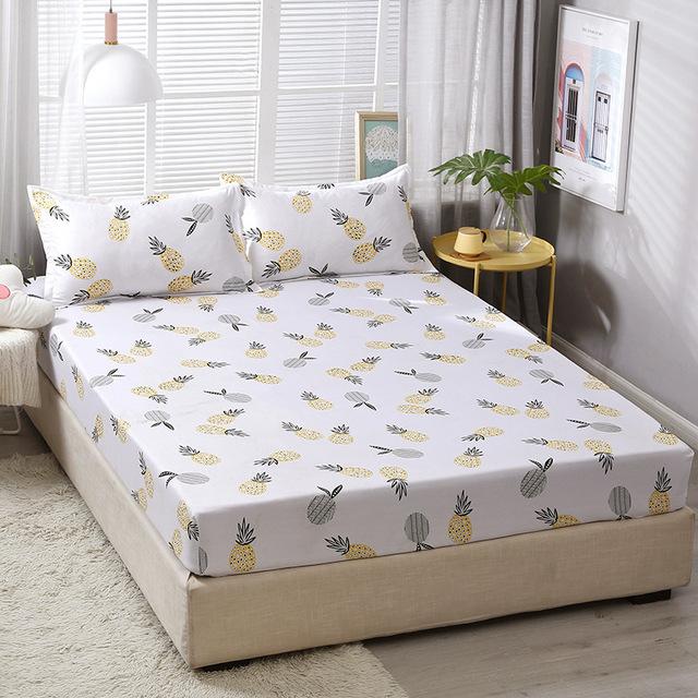 25 100% Polyester fruits/Plaid imprimé drap housse doux lit matelas couverture élastique élastique élastique imprimé drap de lit: A / 180x200cm