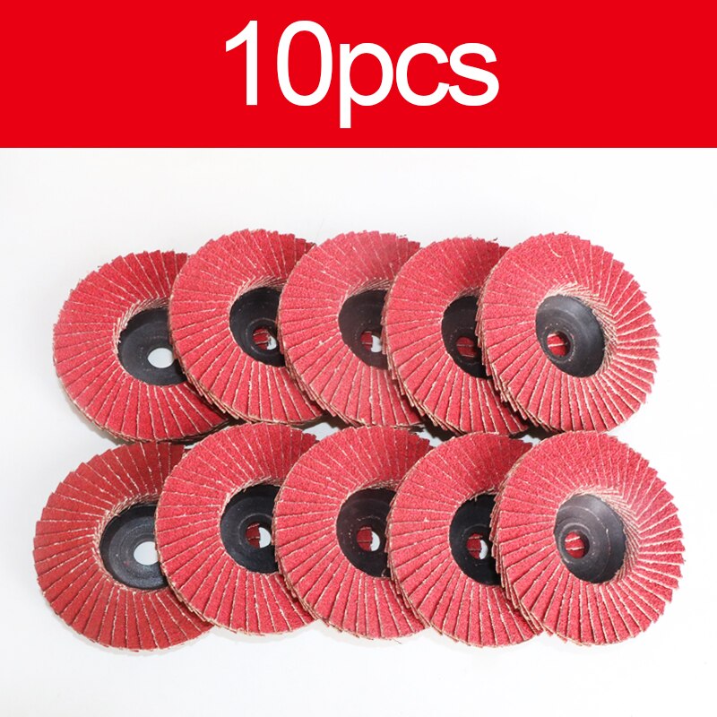 3 pulgadas 6 uds 10 Uds solapa discos 75*10mm de ruedas discos de lijado 80 granos para pulido con amoladora angular de Metal de madera y plástico: Red 10pcs