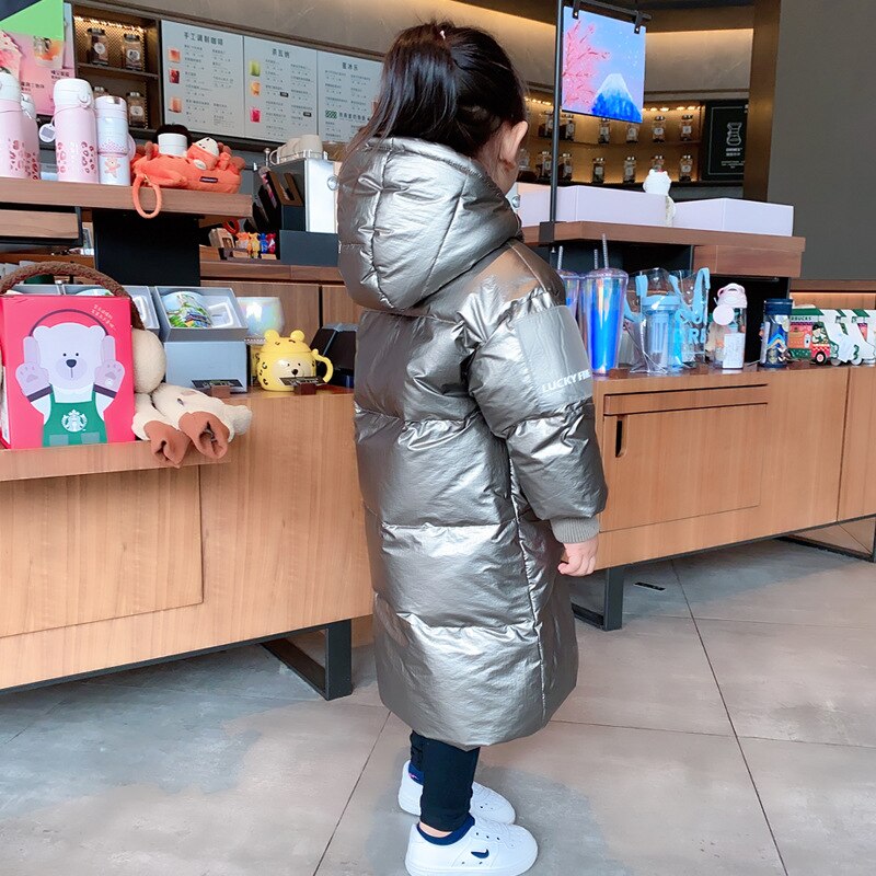 Olekid Russische Winter Kinderen Meisjes Donsjack Hooded Lange Zilveren Jongens Bovenkleding Jas 2-12 Jaar Kinderen Tiener meisjes Parka