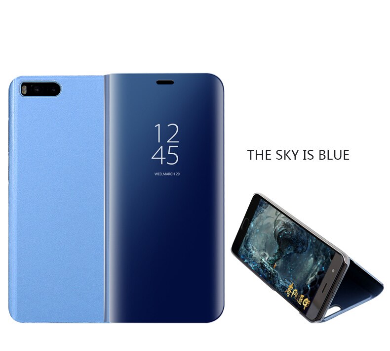 Voor oppo realme 6 pro hoesje luxe spiegel flip standaard smart view coque voor oppo reno 3 5g hoesje schokbestendige standaard beschermhoes: Voor oppo reno 3 5g / Blauw
