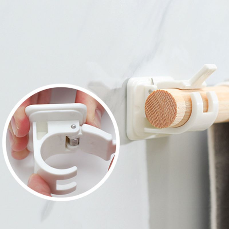 1 par de soportes de barra de cortina sin taladro, palo ajustable, soporte de Clip fijo, gancho de estante colgante para cocina y baño
