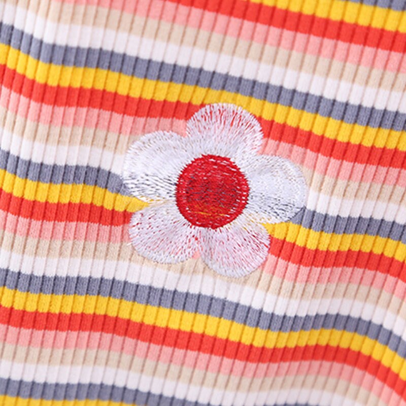 Cotton Girls Vest Color Stripe Kids Camisole Cartoon Flowers Children Tops Summer Baby Singlet Girls Undershirts Teenager Tank