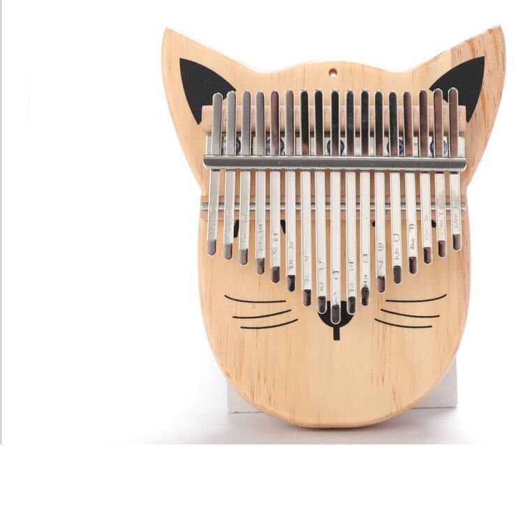 Kalimba-17 Keys Cartoons Thumb Piano, Perfect Christmas for Kids and Adult Ancient Mbira Finger Mbira Made with Solid Wood: Cute cat