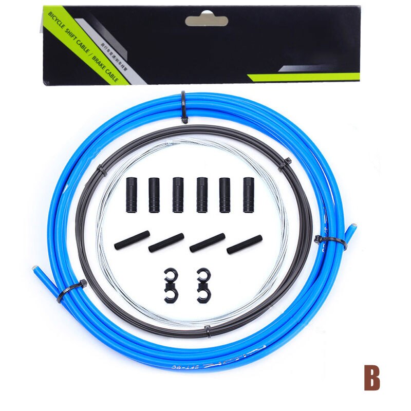 Fiets fiets voor achter binnen buiten kabel versnelling remkabel set 4 kleuren eig 88: Blauwe b-transmissie