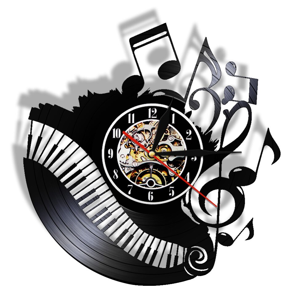 Piano Music Notes Gramophone Record Wall Clock Music Keyboard Vinyl Wall Light Musician Pianist Teacher