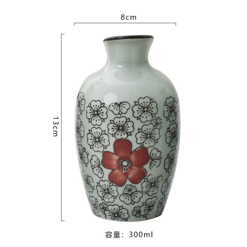 Japanese Style Vintage Blue and White Porcelain Wine Set Ceramic Hip Flasks Sake Cup Ceramic Crafts Home Wine Pot Tea Cup: Single Pot hongfugui