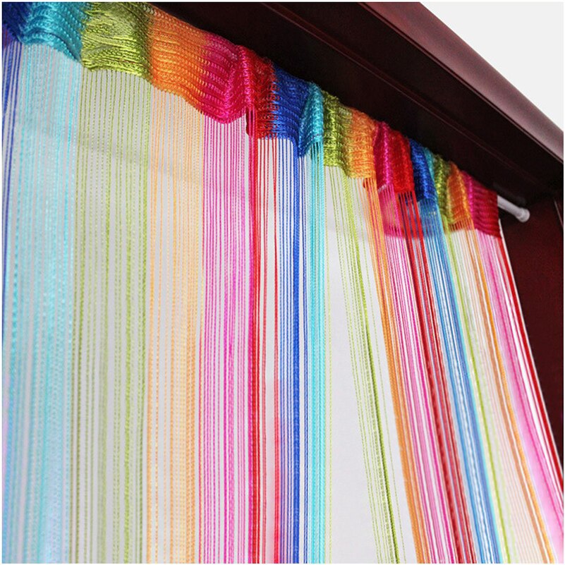 Zidetang frans polyester dörr gardin tofs tråd sträng rumsavdelare gardin panel fönster deco screen: 6 färgglada