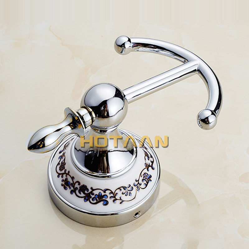 . Robe Hook, Kledinghaak, zink- en keramische constructie met verchroomde afwerking, Badkamerhaak Badkameraccessoires YT11802