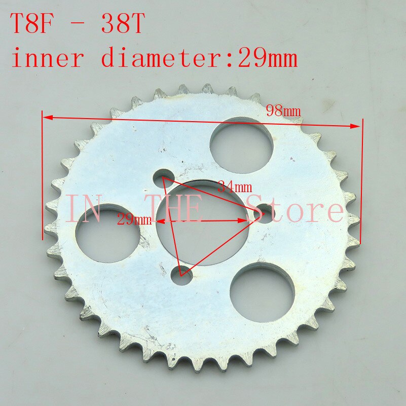 T8F-38T Rear Sprocket 29mm Silver 38 Tooth For 43cc 49cc Minimoto Moped Scooters 2 Stroke Engine Pocket Bike Mini Quad ATV