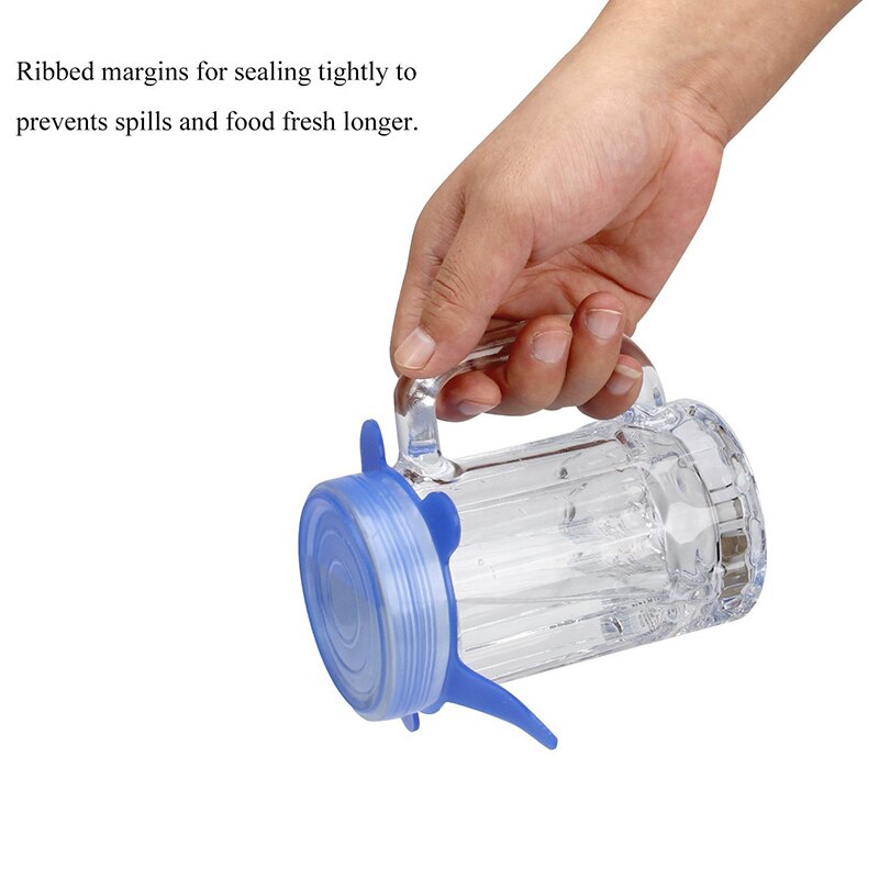 Outils de cuisine 6 pièces couvercle en Silicone micro-ondes alimentaire couvercles en Silicone universels pour ustensiles de cuisine bol Pot couvercles extensibles réutilisables couvercles frais