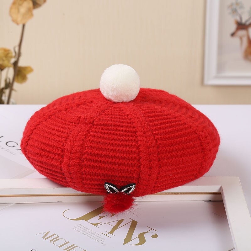 Dames hoeden en petten baret hoed muts dames herfst winter warme muts muts femme bontbal konijn wollen gebreide muts