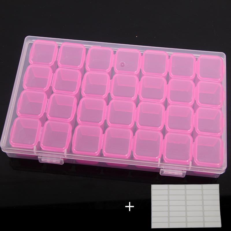 28Girds Diamond Painting Tools Accessories Multiple color Storage Bead Container Diamond Embroidery Stone Mosaic Convenience Box: 1pcs 28 rose red