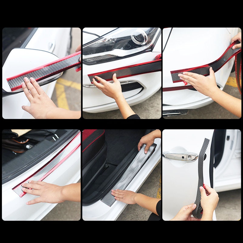 Car Rear Trunk Protector Sticker Door Sill Bumper Guard Paint Anti-Scratch Strip Carbon Fiber Stickers 1m