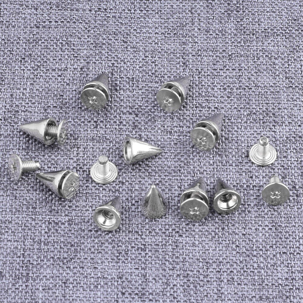 Tachuelas de cono de plata y pinchos para ropa, 10mm, manualidades, remaches Punk geniales para ropa, cuero/bolsa/zapatos, 10 Uds.