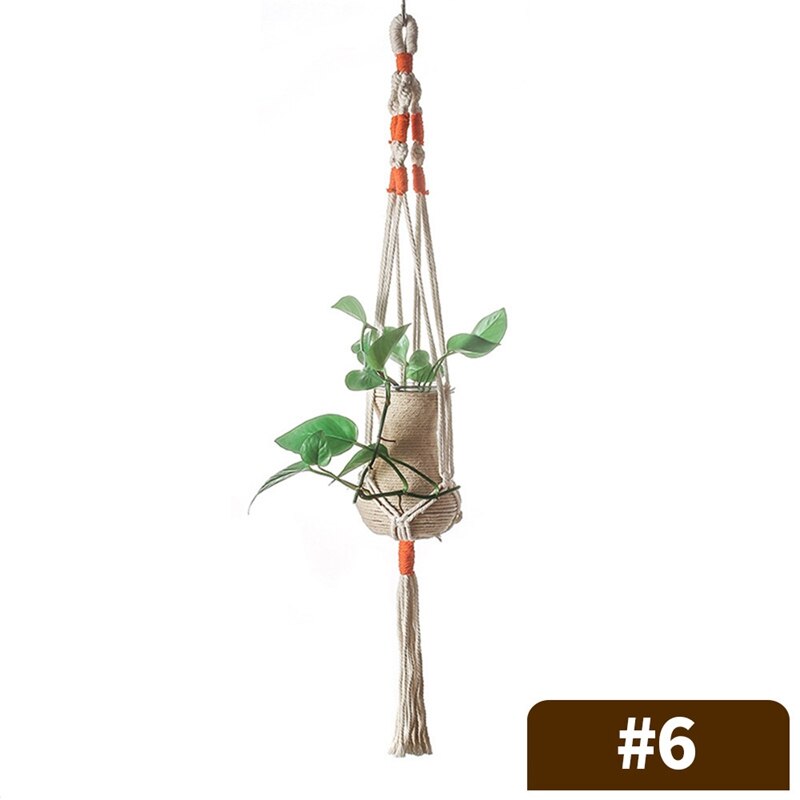 Vintage Hanging Flowerpot Net 100% Cotton Handmade Hanging Baskets Macrame Plant Hangers Flowerpot Holder Basket Home Decor: 88-6