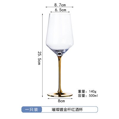 Europeisk galvanisering vinglass gullstang rødvinsglass krystall champagneglass whiskyglassbeger: 500ml