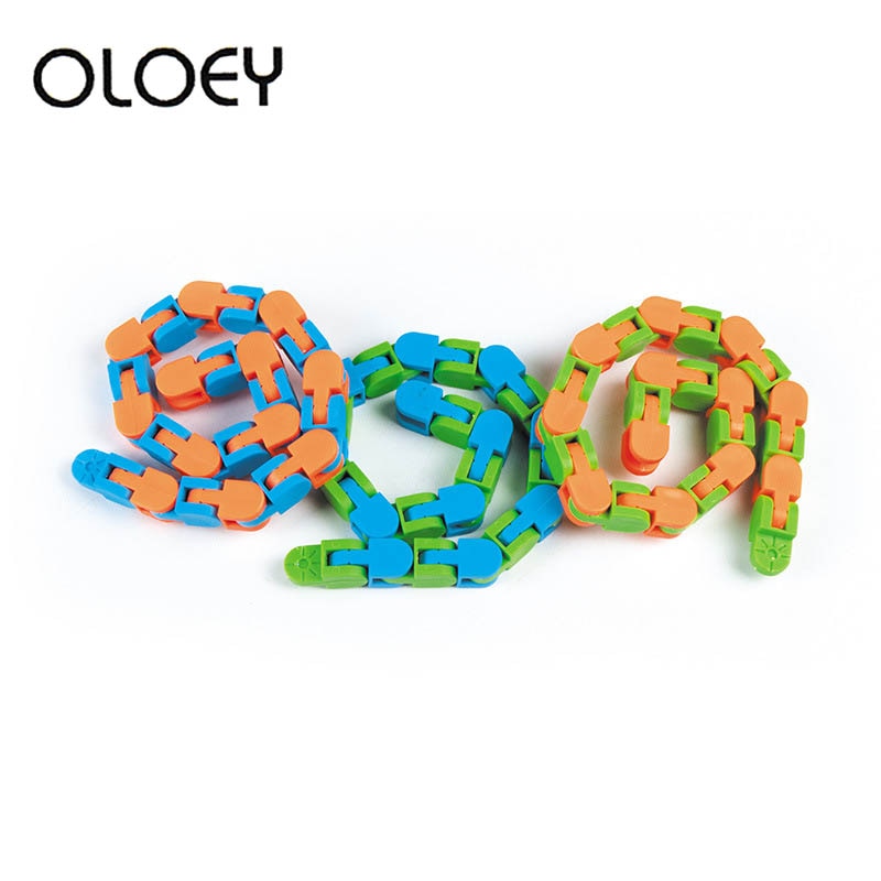 Tangles Fidget Tiys Colorful Puzzle Sensory Tracks Snap Finger Toy 24 Bicycle Chain Track Pressure Relief Toy