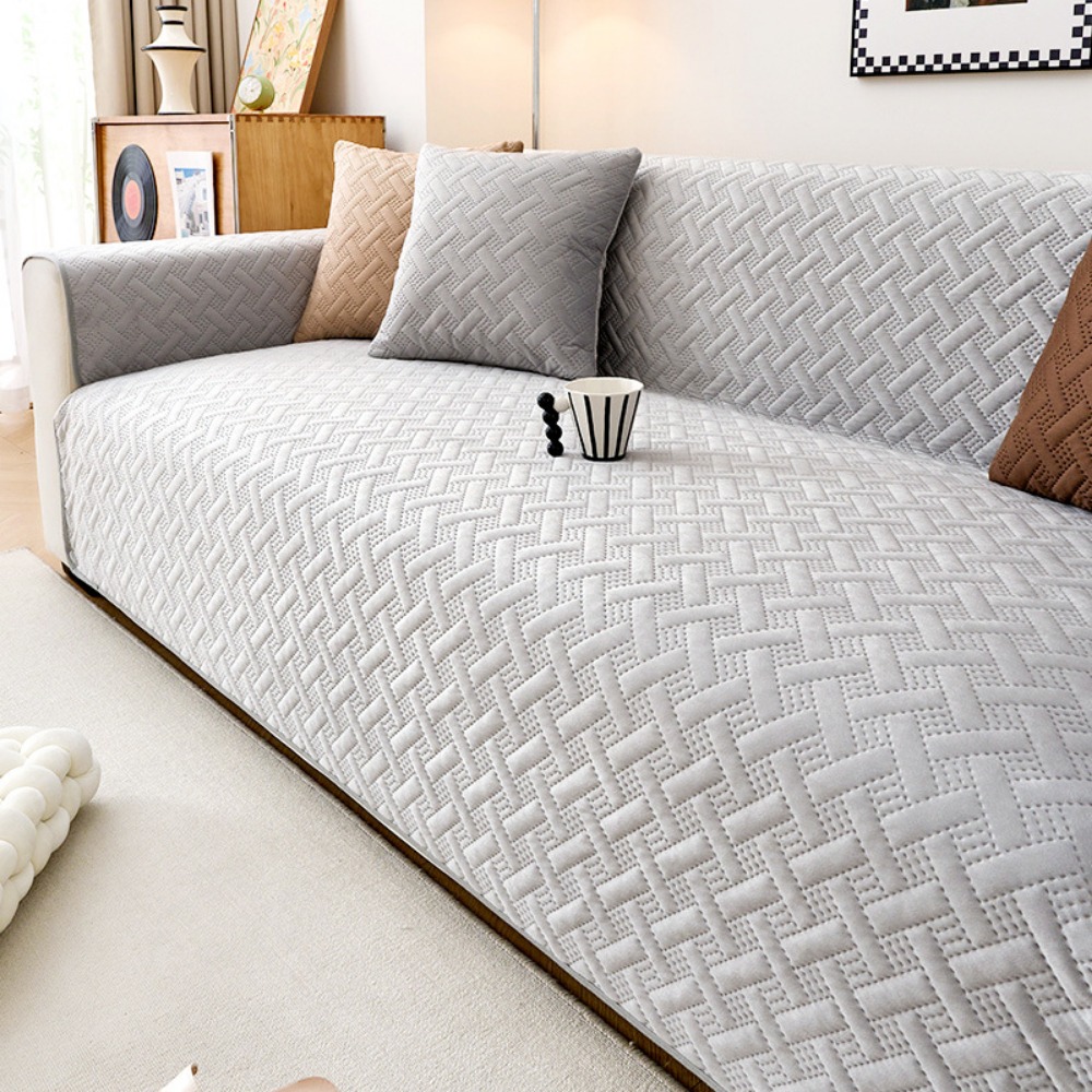 Antislip bankhoes van nederlands fluweel, elastische stof met gestreept patroon, volledige hoes, vuilafstotend en antislip.: Robijnrood / 80*120cm