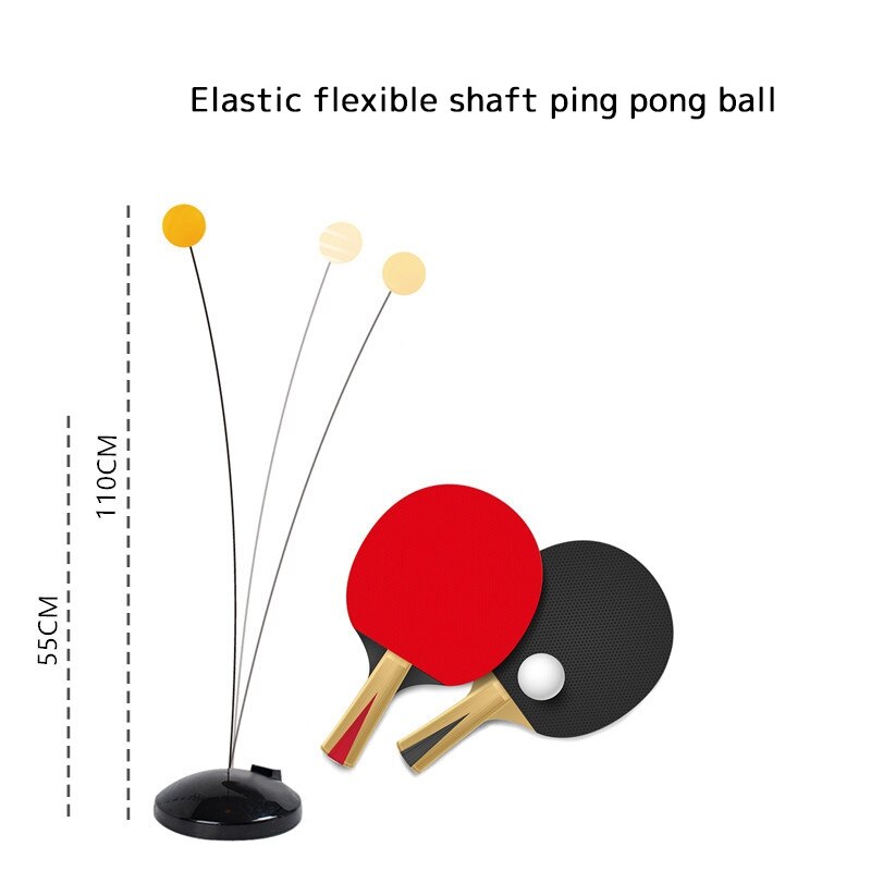 Elastiskt skaft för bordtennistränare, portabelt bordtennisset med racket och 2 träningsbollar för självträning/fritidsdekompres: 55cm