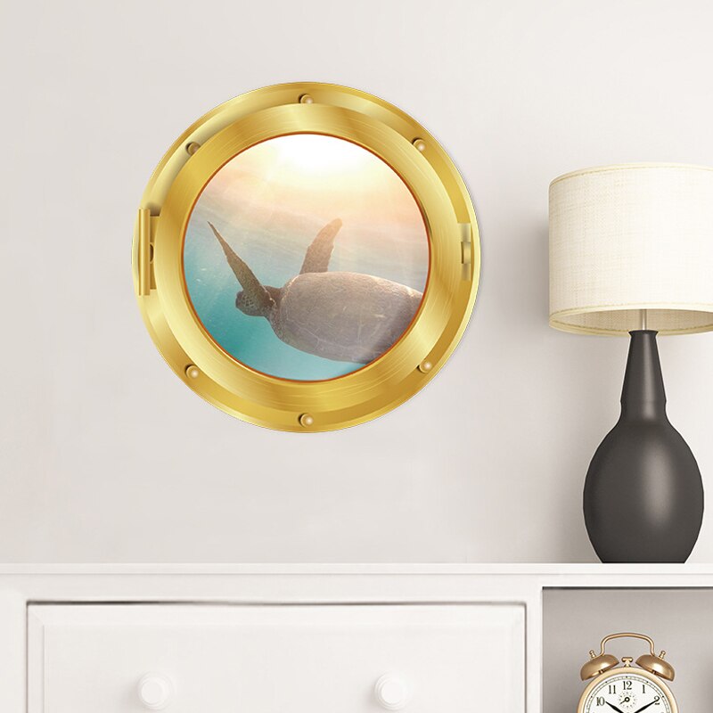 'de beste' realistische raamstickers met 3d zeewerelden, pvc-behang met een diameter van 29cm voor decoratie in de woonkamer of slaapkamer 8: Zeeschildpad