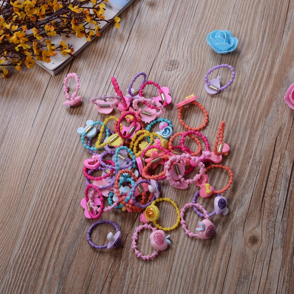 50/40PCS Elastic Rope Ring Hairband Baby Girls Kids Candy Color Hair Band Ponytail Holder