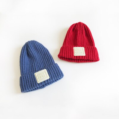 Kinderwintermuts geborduurde letters effen wollen streep gebreide kindermuts gehaakte meisjesmutsen winter jongensmuts babymutsen