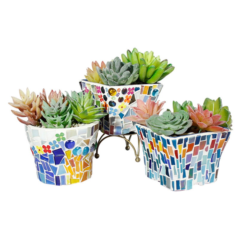 Diy Hand Mozaïek Bloempot Groene Plant Bonsai Combinatie Micro Landschap Decoratie Thuis Kantoor Decoratie