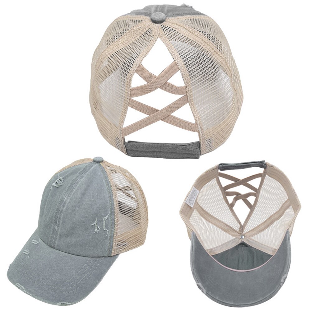 Kucyk czapka z daszkiem roztrzepany kok czapki dla kobiet zmiękczana bawełna czapki z daszkiem dorywczo letnia osłona przeciwsłoneczna kapelusz na zewnątrz: niebieski