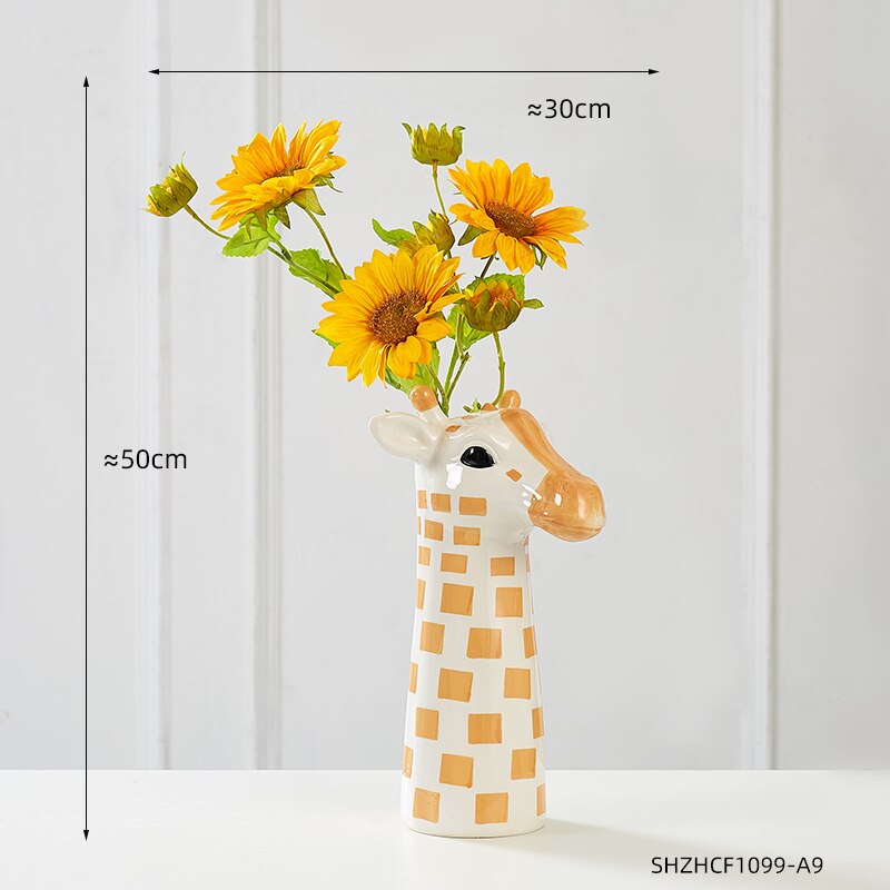 Kreatywna żyrafa ceramiczna doniczka na kwiaty zwierząt rzeźba wazon gospodarstwa domowego nowoczesne dekoracje do domu salon sypialnia dekoracja na biurko prezenty: Giraffe-27cm-B
