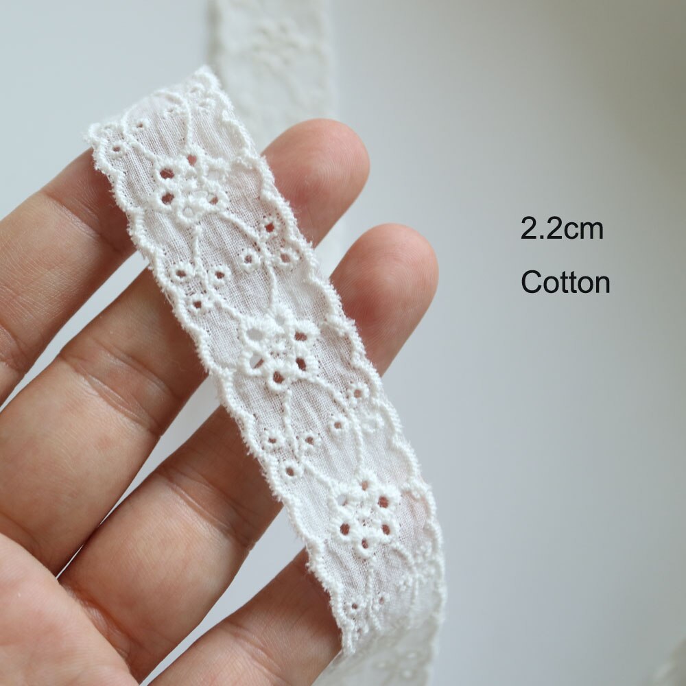 Adornos de encaje de algodón bordado de 5 yardas para ropa, adornos de encaje de flores suaves y cintas de costura para manualidades, accesorios DIY para vestidos: FSFH-2574-5yard