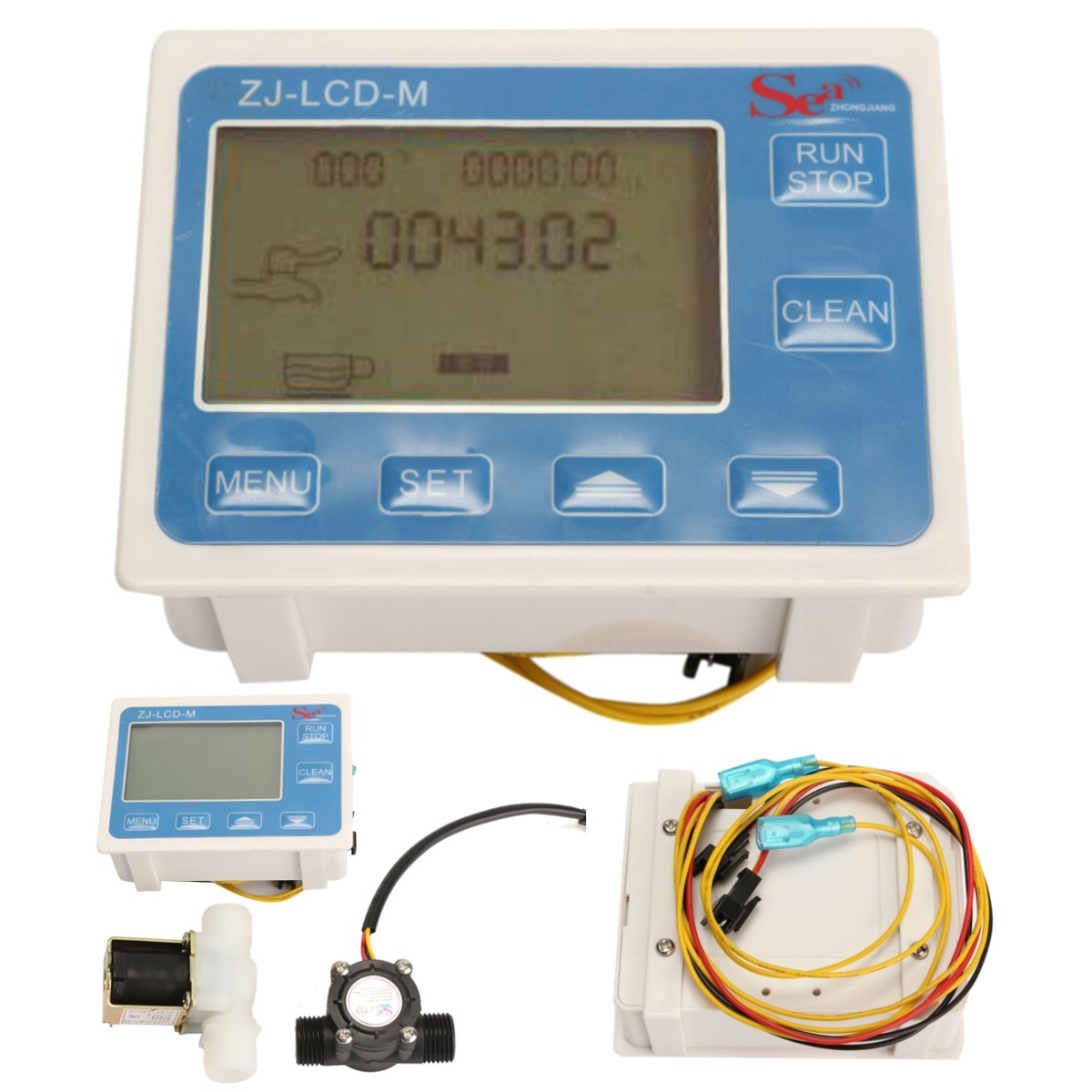 1/2'' Water Flow Rate Gauge Control LCD Meter + Flow Sensor + Solenoid Valve Set