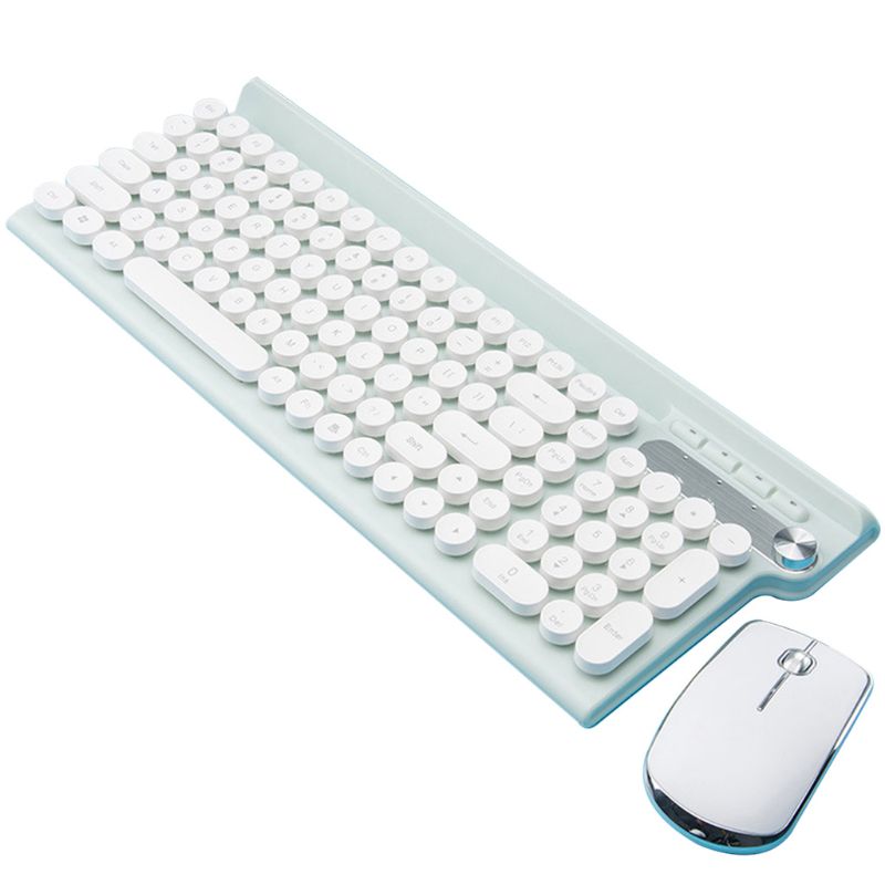 Wireless Keyboard and Mouse Set Rechargeable Silent Desktop Computer Laptop Keypad Office Home Gaming Mouse Keyboard: Green