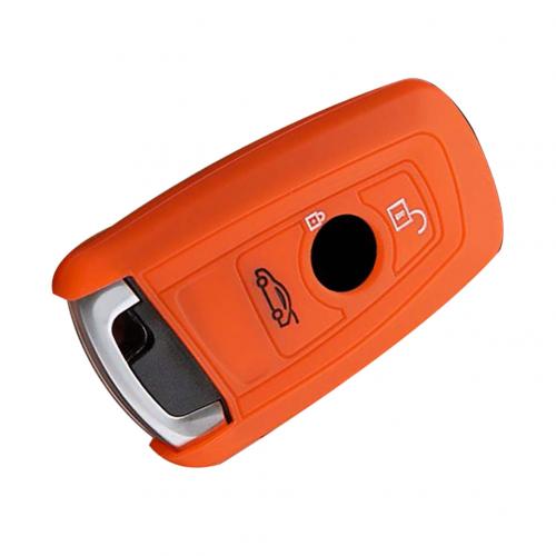 Soft Silicone Car Key Fob Protection Cover Case Shell rubber key shell protective cover for BMW X3 GT5 GTM4 Series: Orange