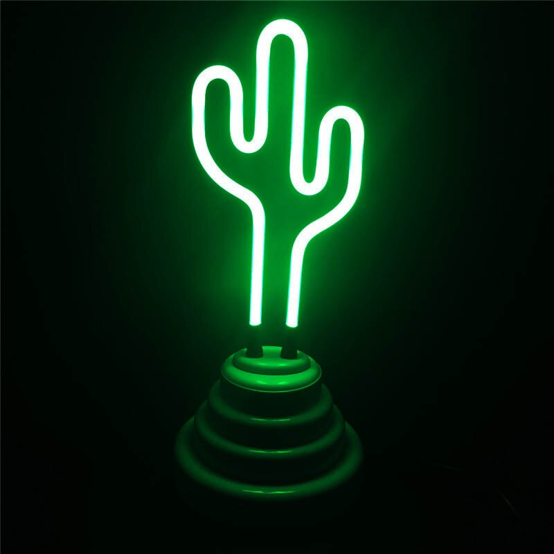 3d flamingo kaktus neonskylt ledrörlampa äkta glasrör neon retro belysningskraft  by 4x aaa batteri eller usb kabelbelysning: Kaktus
