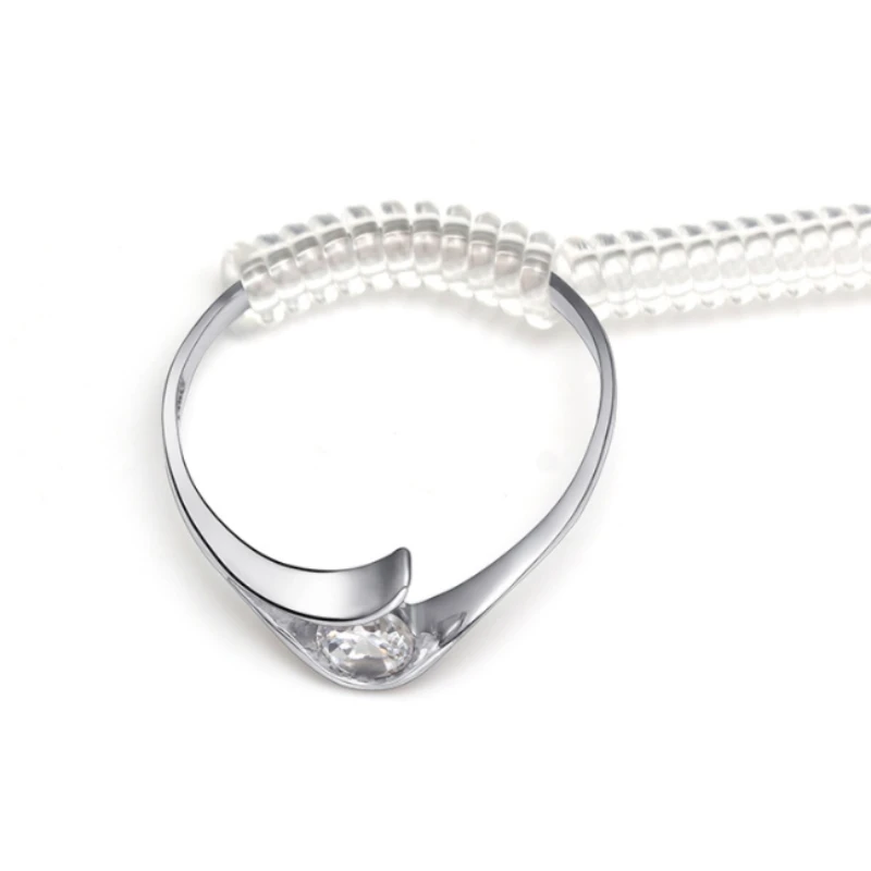 10 cm 4 storlekar spiral åtdragare ring storlek transparent silikon justerare för lösa ring smycken skydd
