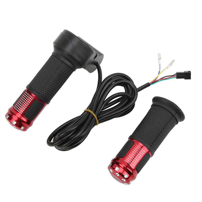 Acelerador de giro para bicicleta eléctrica, 5 cables, mango de acelerador: Rojo