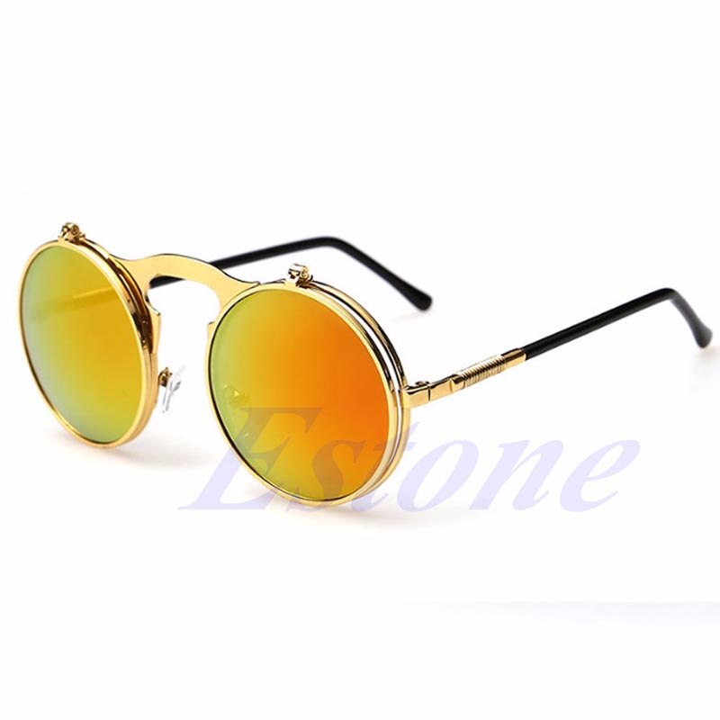 Unisex Gothic Steampunk Mens Sunglasses Coating Mirrored Sunglasses Round Circle Sun glasses Retro Vintage Gafas de Sol