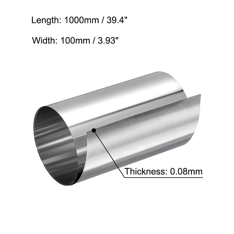 Dicke 0,01 mm–0,1 mm, Edelstahlband, Stahlblech, dünne SS304-Edelstahlplatte/Folie, Korrosionsbeständigkeit