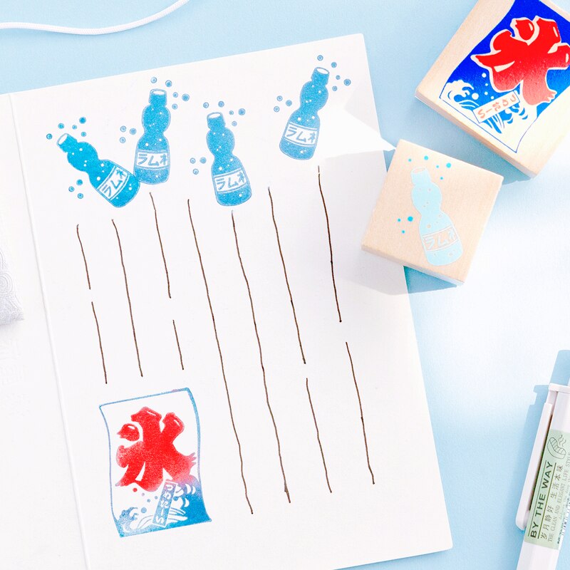 Sommar soft breeze serie stämpel gör-det-själv trä gummistämplar tätning för scrapbooking studentpris reklam japanska brevpapper