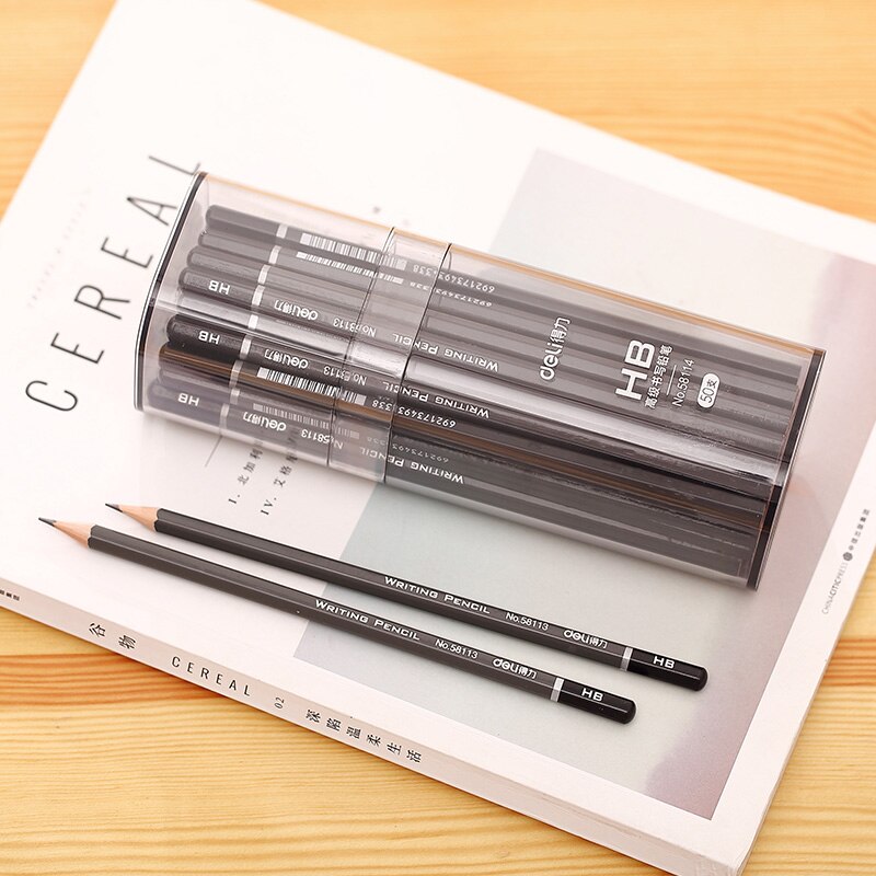 Deli HB hexagonal advanced graphite writing sketch pencil, drawing basswood pencil, student office stationery