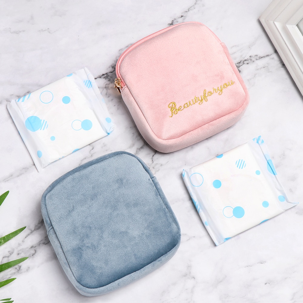 Tampon Storage Bag Sanitary Pad Pouch Women Napkin Cosmetic Bags Organizer Ladies Makeup Bag Girls Tampon Holder Organizer